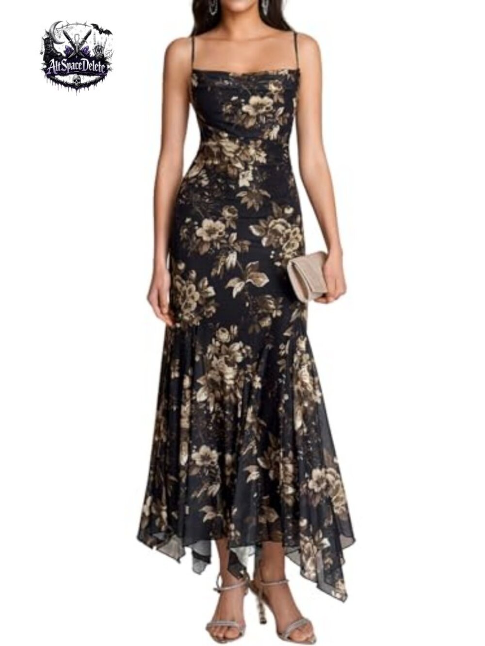 Floral Maxi Dress Spaghetti Strap Bodycon Wedding Guest Formal